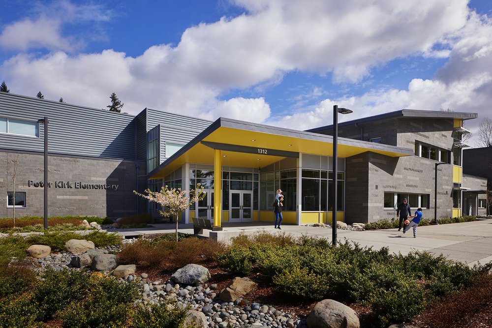 Peter Kirk Elementary School. 1312 - 6th Street, Kirkland, Washington. Image license: Lease Crutcher Lewis, Studio Meng Strazzara and Lake Washington School District. © Copyright 2022 Benjamin Benschneider All Rights Reserved. Image use may be arranged by contacting Benjamin Benschneider. bbenschneider@comcast.net